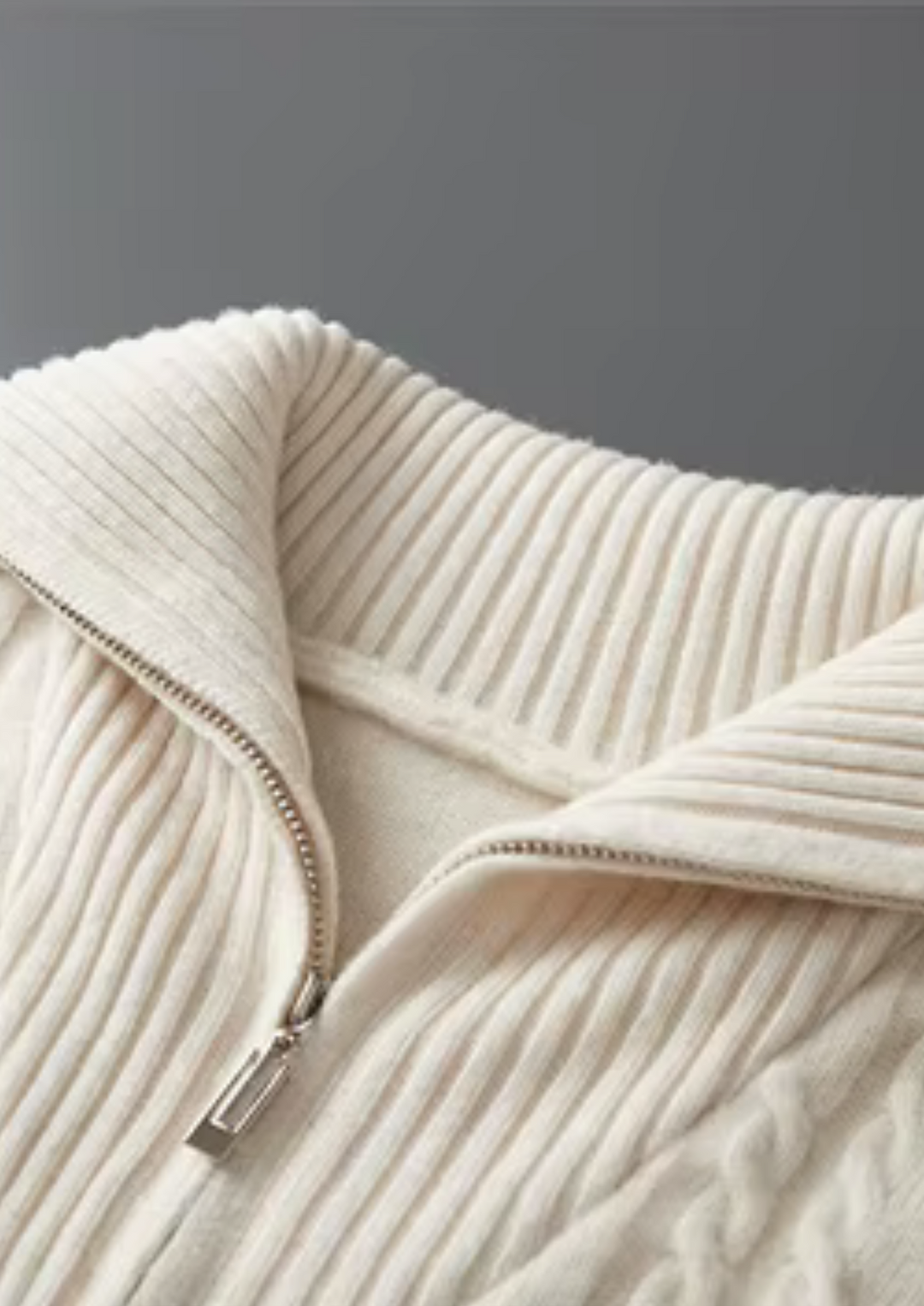Pure Merino Striped Half-Zip Sweater ivory image 5 #color_ivory