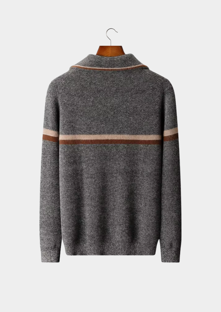 The Pure Cashmere Striped Zip Cardigan
