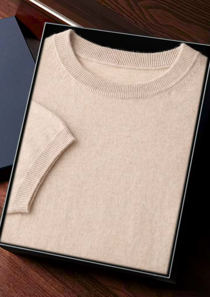 Cashmere Crewneck T-Shirt ivory mocha image 1 #color_ivory-mocha