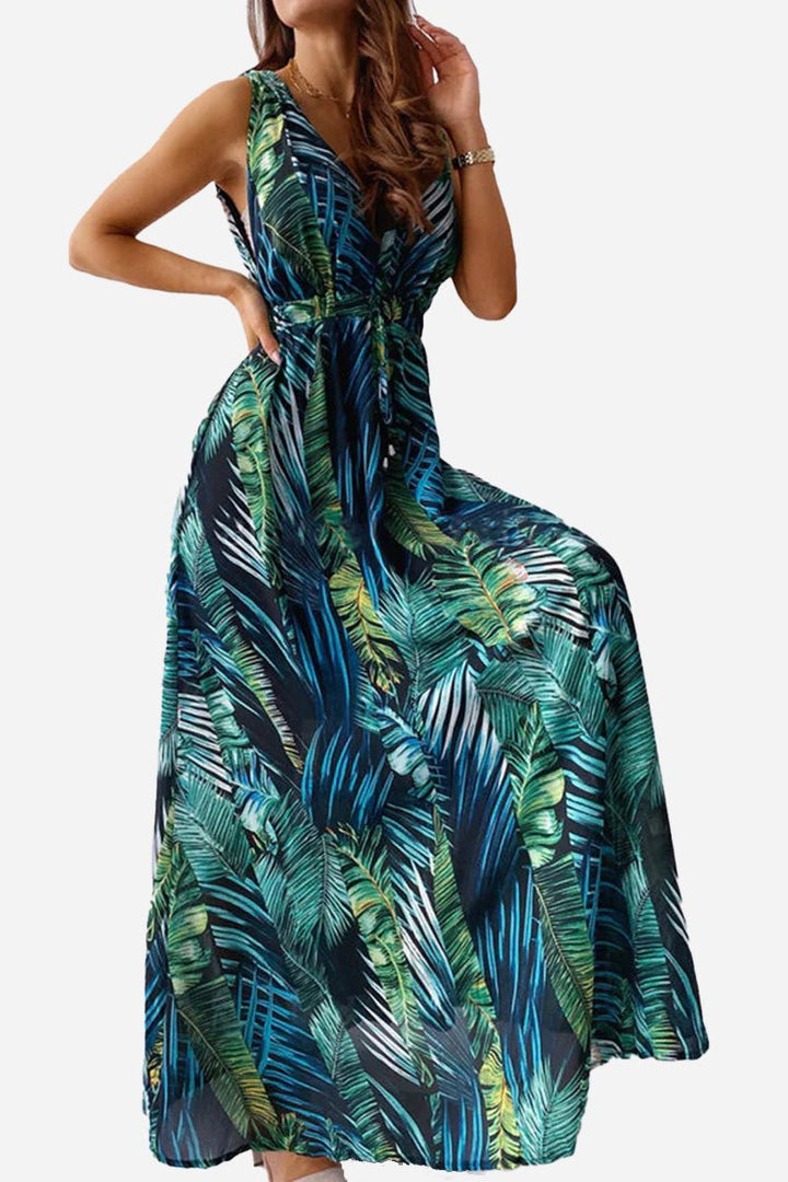 Casual Sleeveless Print Strap Dress feather green image 1 