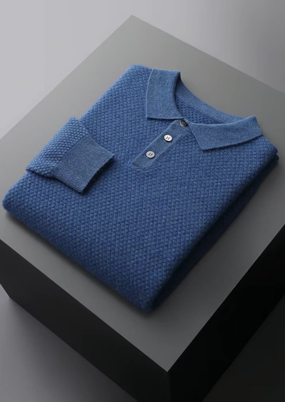 Cashmere Textured Sweater Polo blue image 1 #color_blue