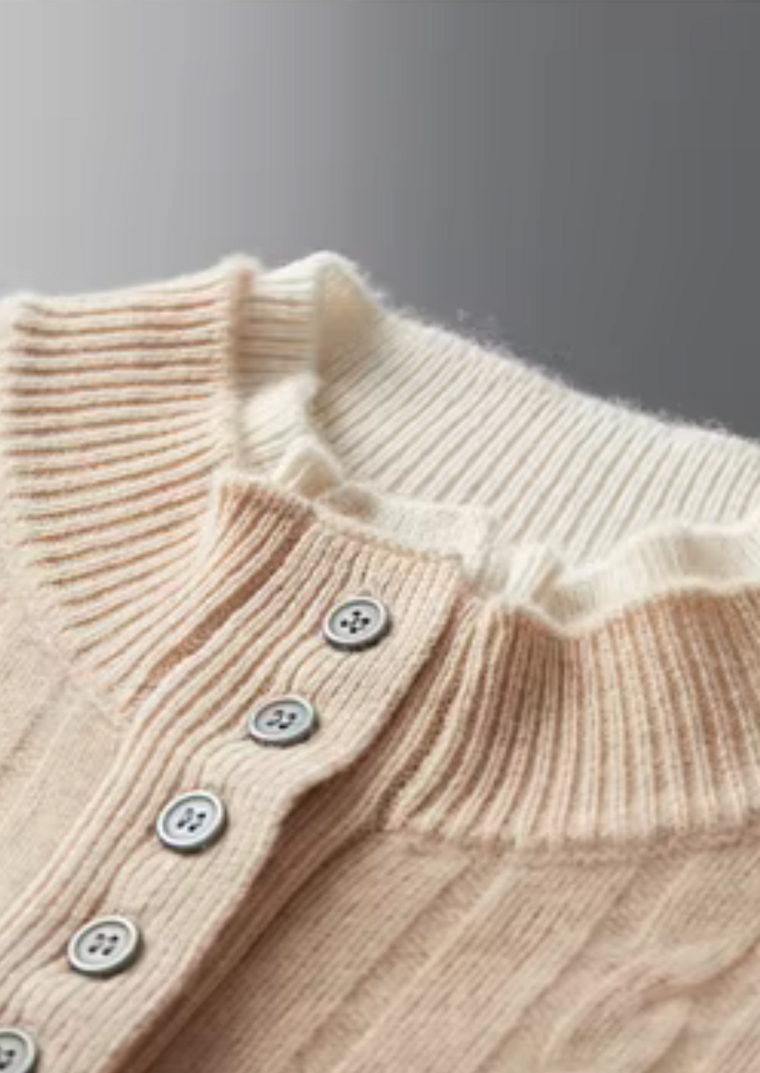 Pure Merino Cable Knit Button Sweater ivory image 6 #color_ivory