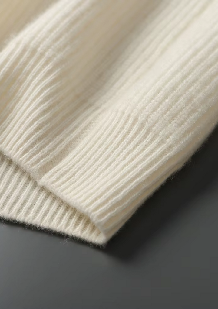 Cashmere Ribbed V-Neck Sweater ivory image 10 #color_ivory