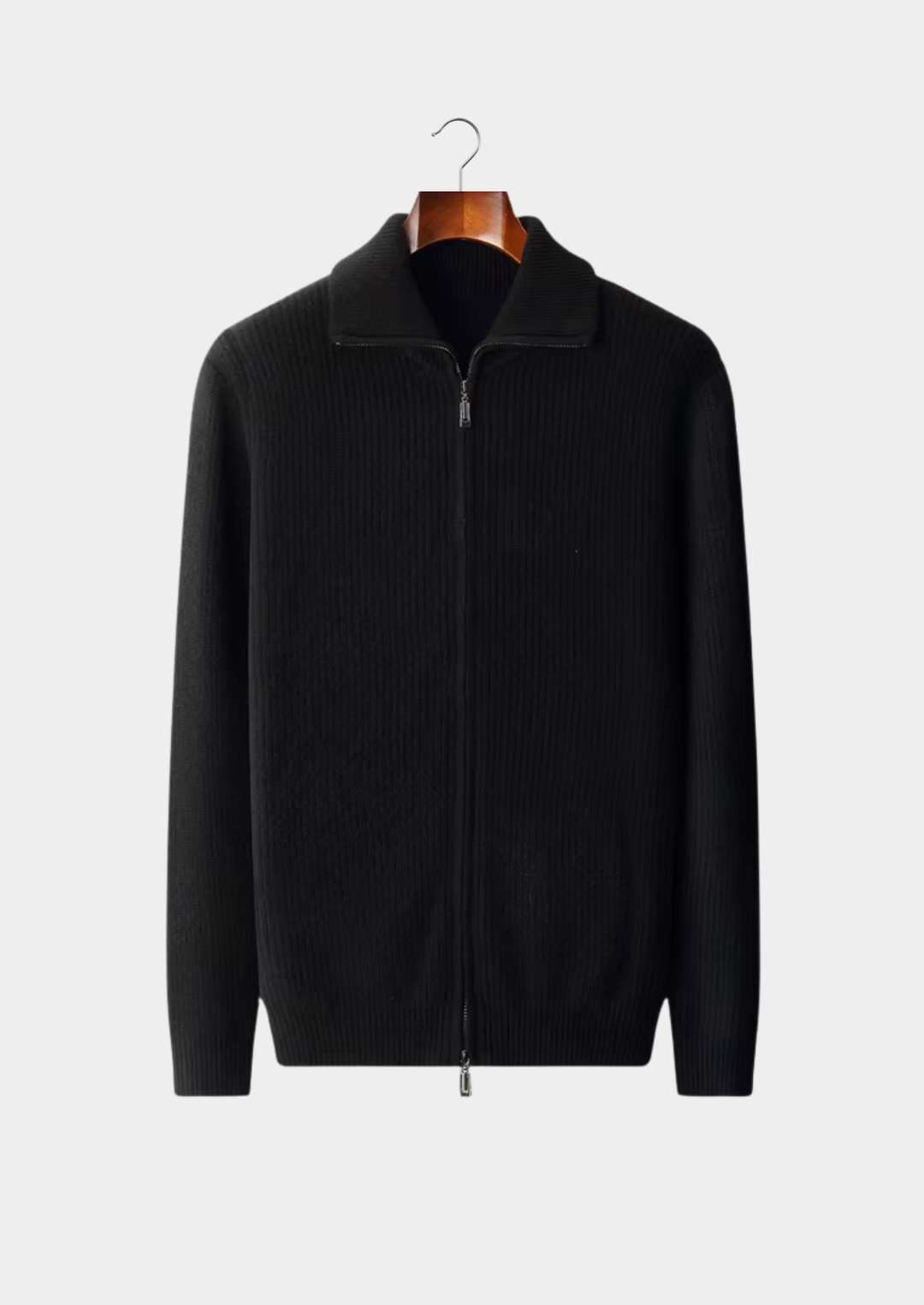Pure Merino Funnel Neck Dual Zip Cardigan black image 1 #color_black