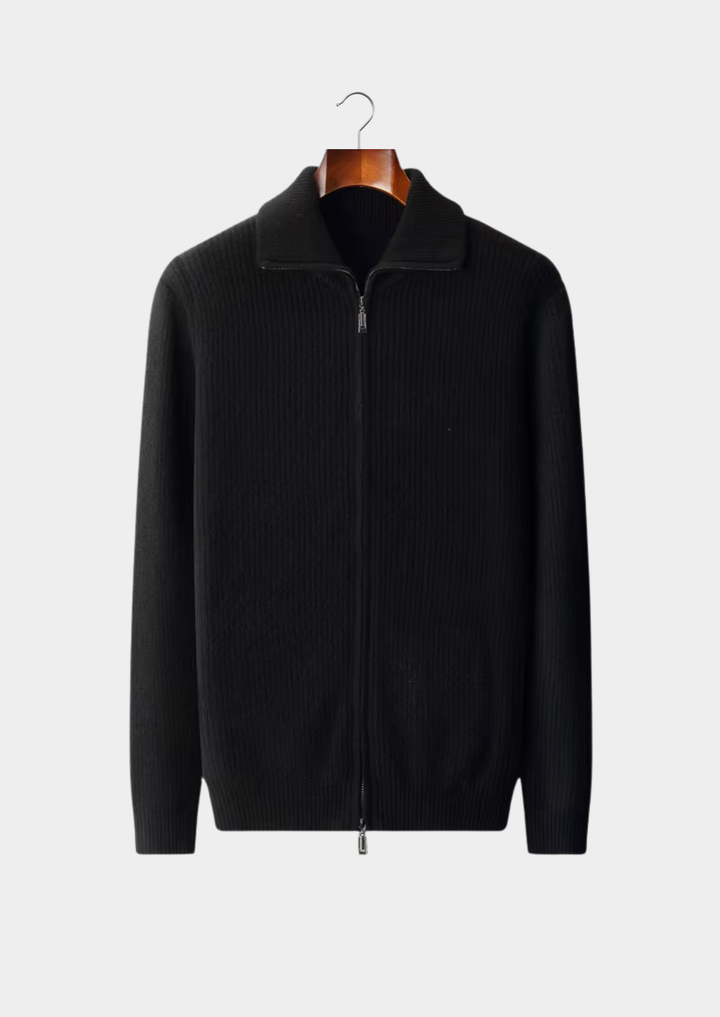 Pure Merino Funnel Neck Dual Zip Cardigan black image 1 #color_black