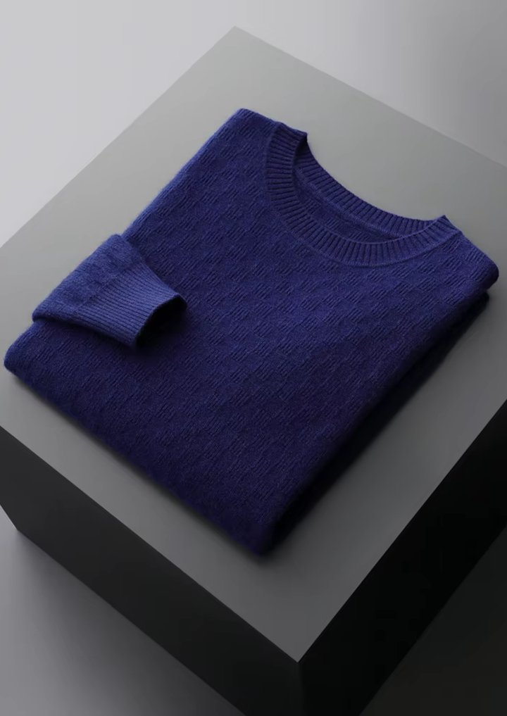 Pure Merino Textured Crewneck navy blue image 1 #color_navy-blue
