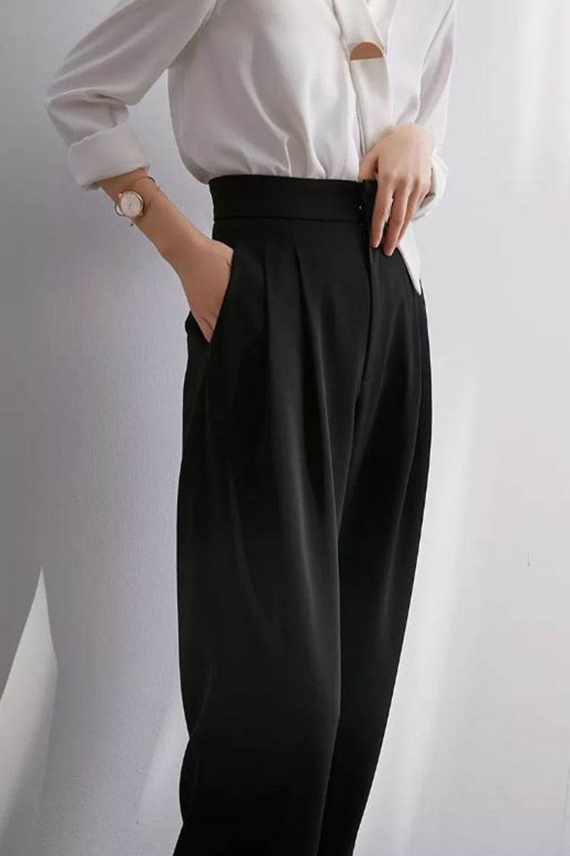 Casual Loose Wide-Leg High-Waisted Straight Pants black image 2 