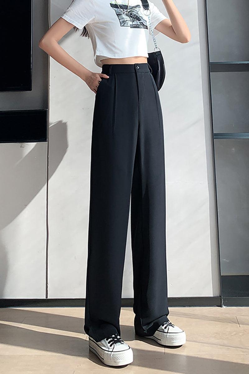 Casual Loose Wide-Leg High-Waisted Straight Pants black image 5 