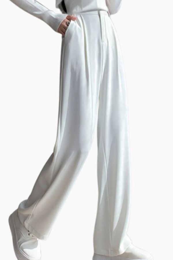 Casual Loose Wide-Leg High-Waisted Straight Pants white image 1 