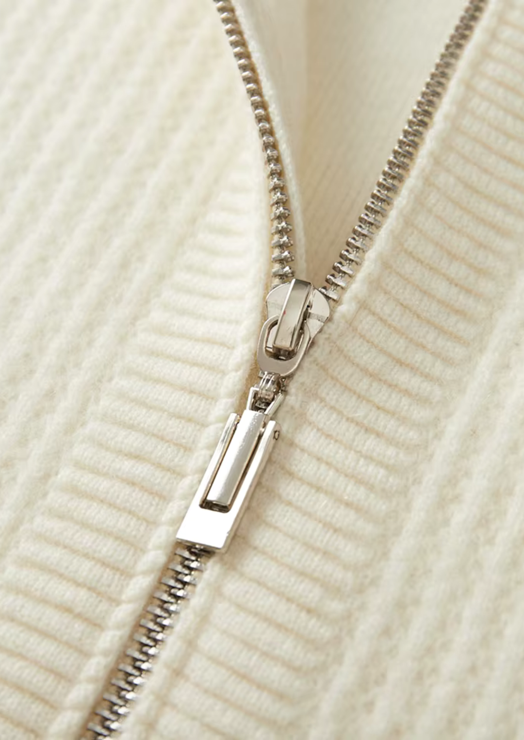 Pure Merino Ribbed Zip Hoodie cream white image 2 #color_cream-white