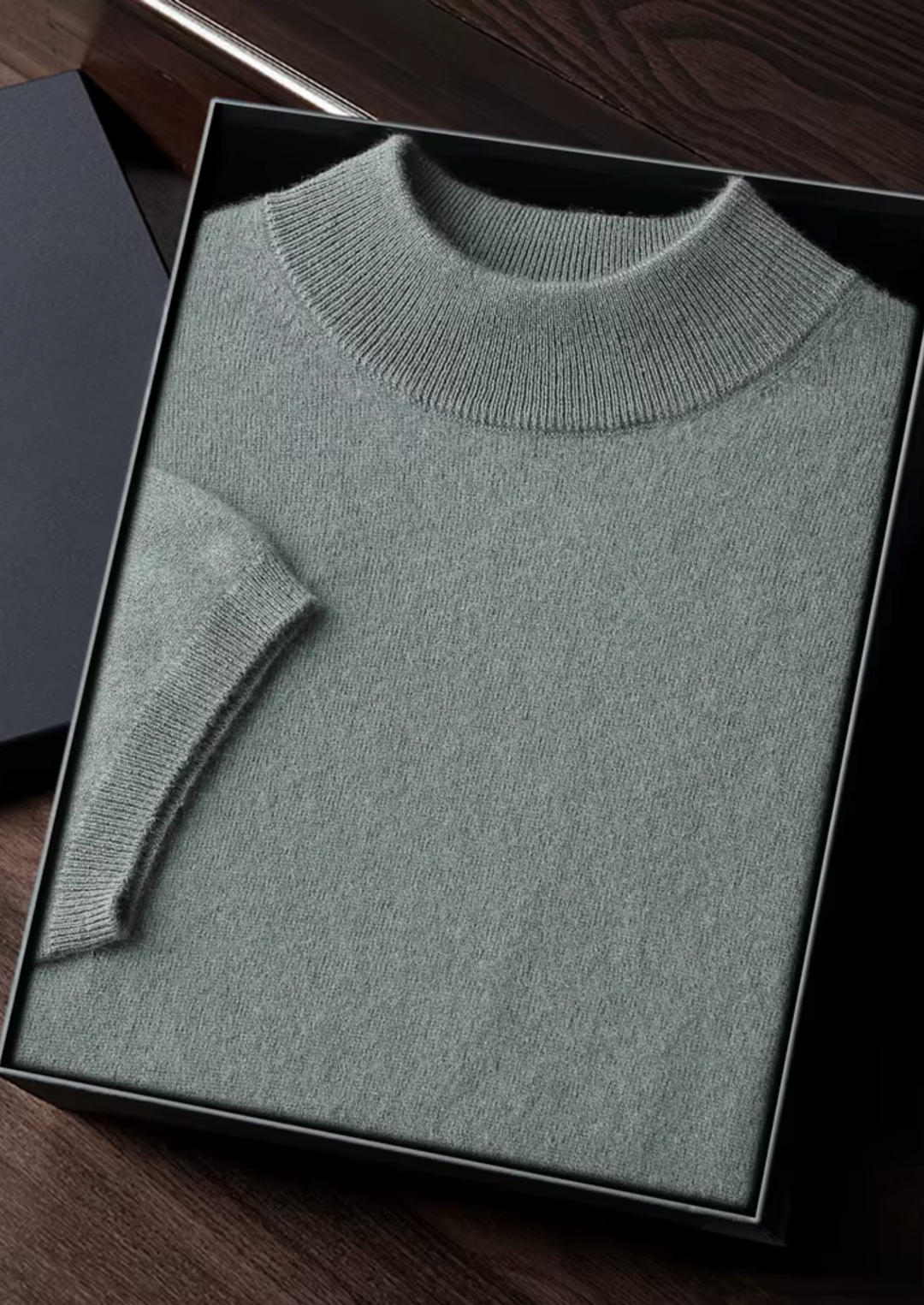 Cashmere Mock Neck T-Shirt shadow flint image 1 #color_shadow-flint