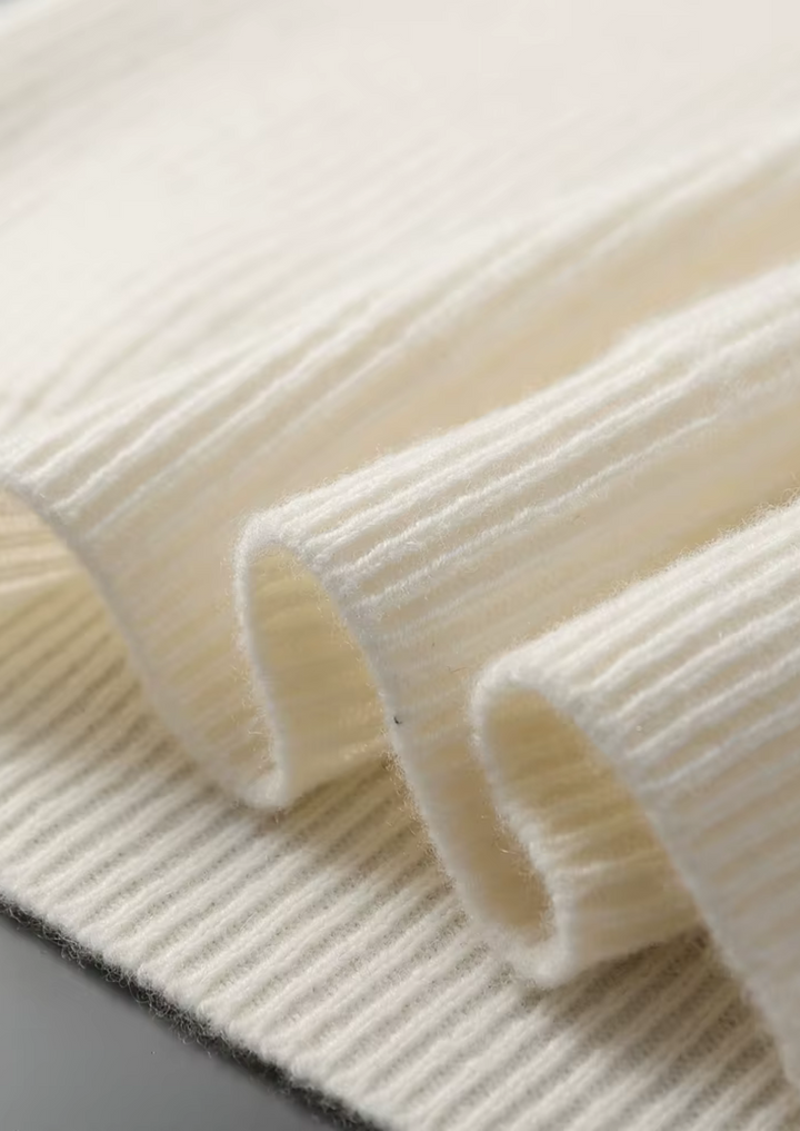 Cashmere Ribbed V-Neck Sweater ivory image 6 #color_ivory