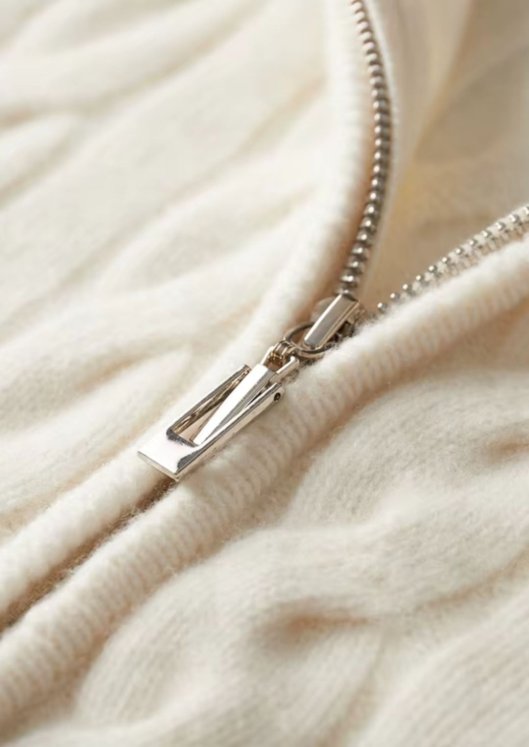 Pure Merino Dual Zip Cable Cardigan ivory image 3 #color_ivory