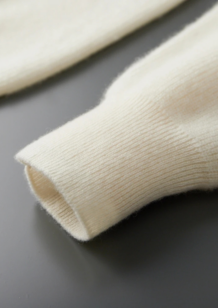 Cashmere Ribbed Half-Zip Sweater ivory image 9 #color_ivory