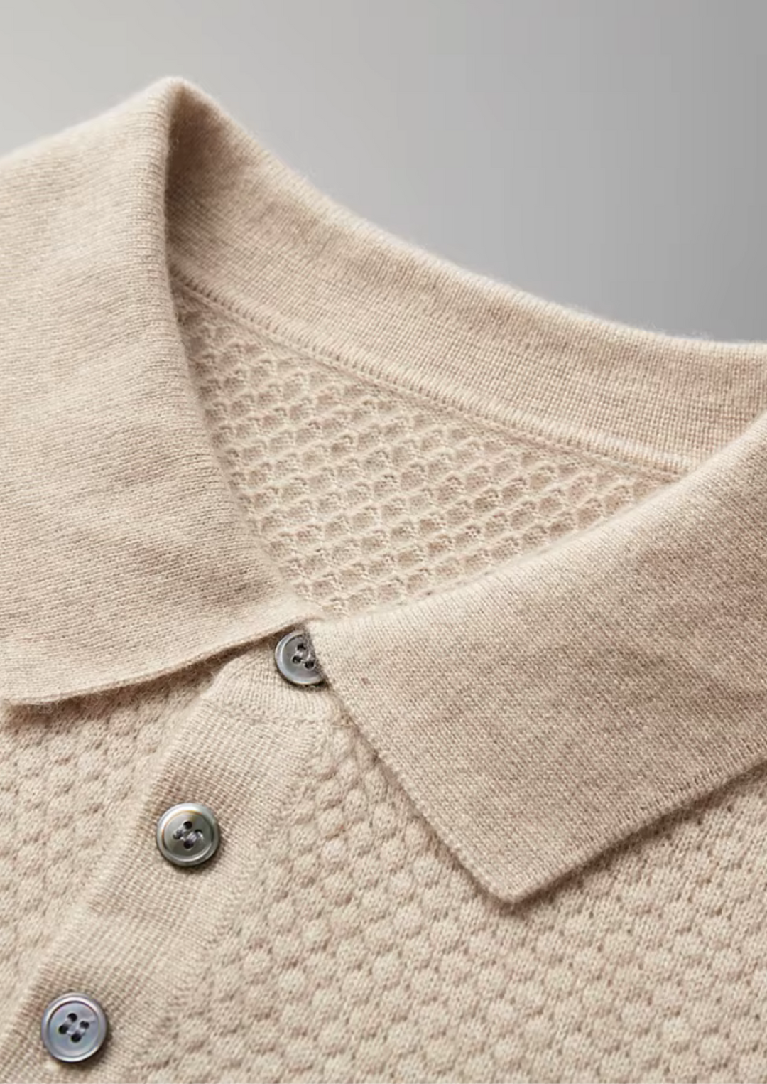 Cashmere Textured Sweater Polo sand image 4 #color_sand