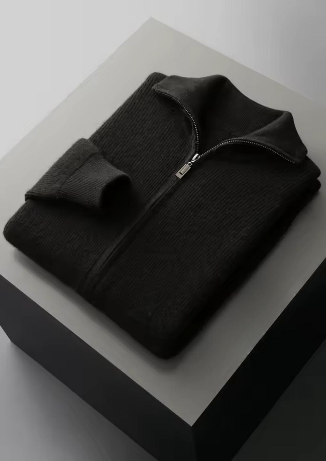 Pure Merino Ribbed Zip Cardigan black image 1 #color_black