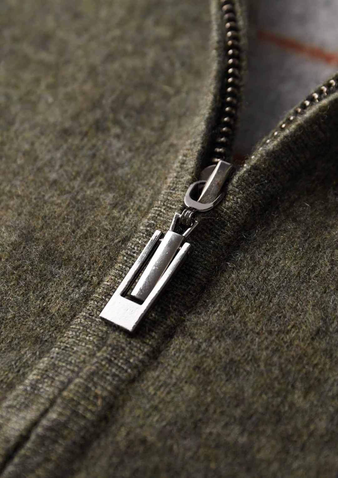 Cashmere Two-Tone Zip Cardigan olive image 2 #color_olive