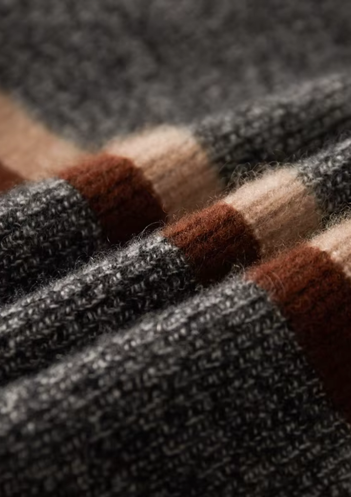 The Pure Cashmere Striped Zip Cardigan