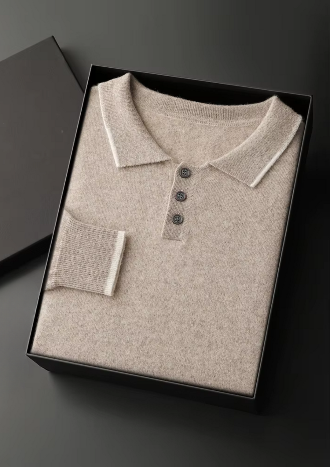 Cashmere Two-Tone Button Polo sand image 3 #color_sand
