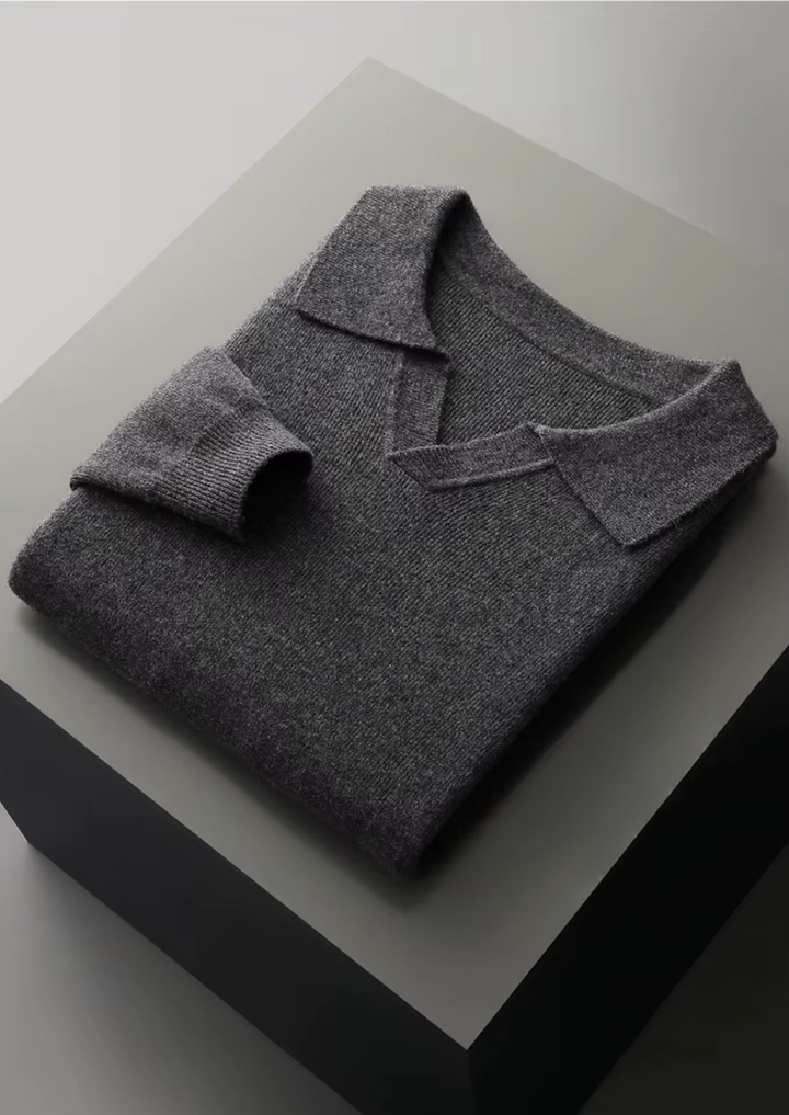 Pure Merino Ribbed Buttonless Polo dark gray image 2 #color_dark-gray