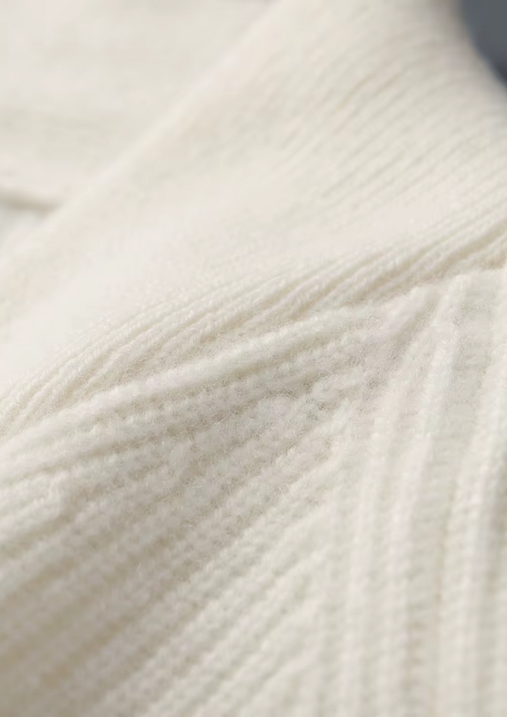 Cashmere Ribbed V-Neck Sweater ivory image 7 #color_ivory