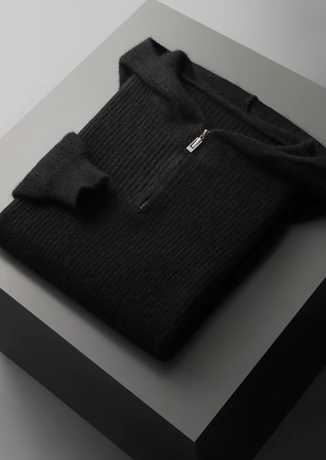 Pure Merino Half-Zip Hoodie black image 1 #color_black