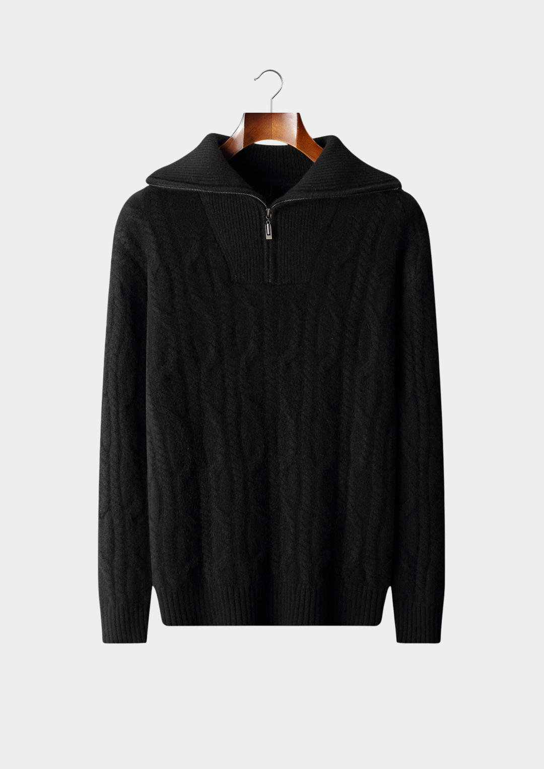Pure Cashmere Cable Half Zip Sweater black image 1 #color_black