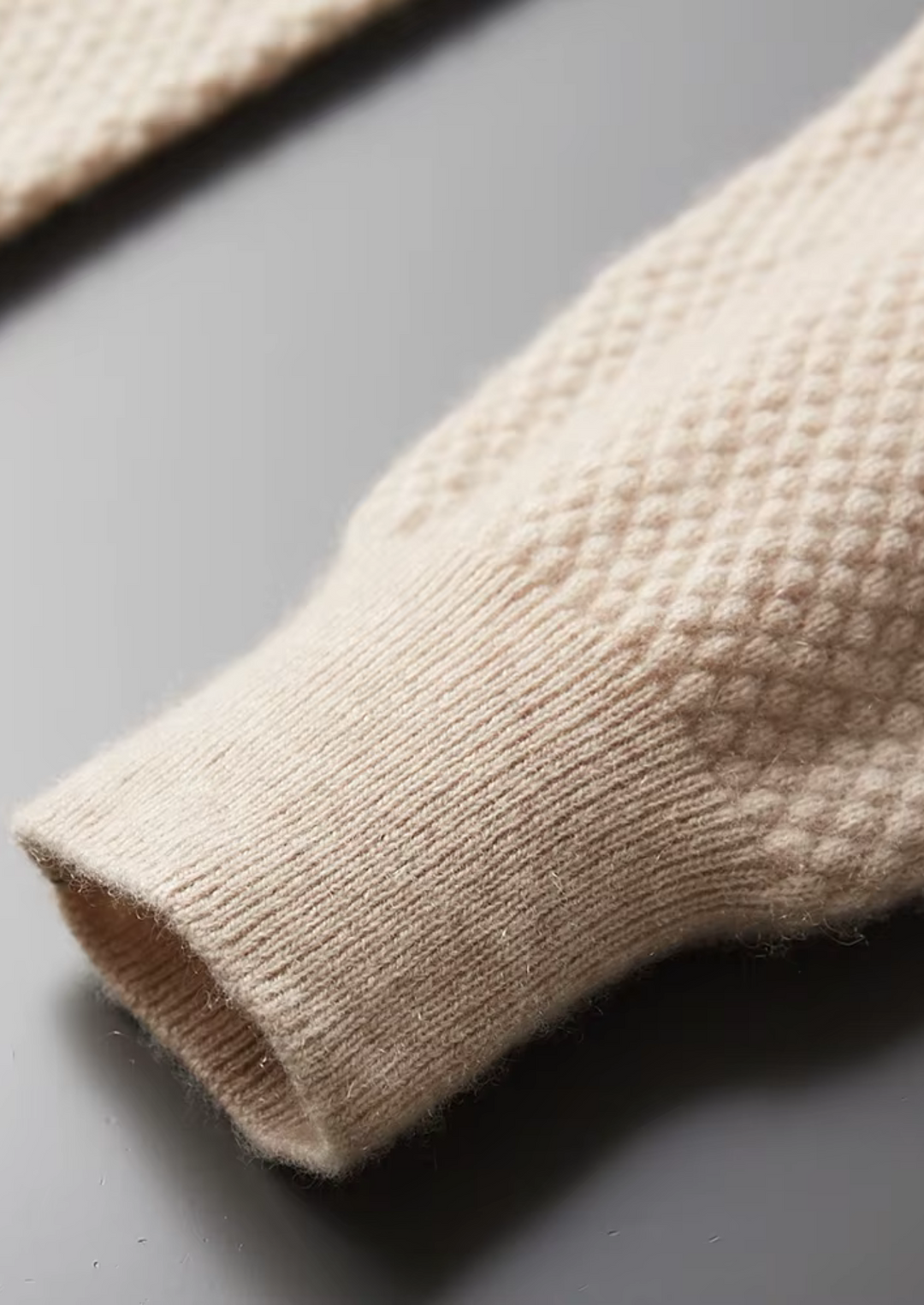 Cashmere Textured Sweater Polo sand image 5 #color_sand