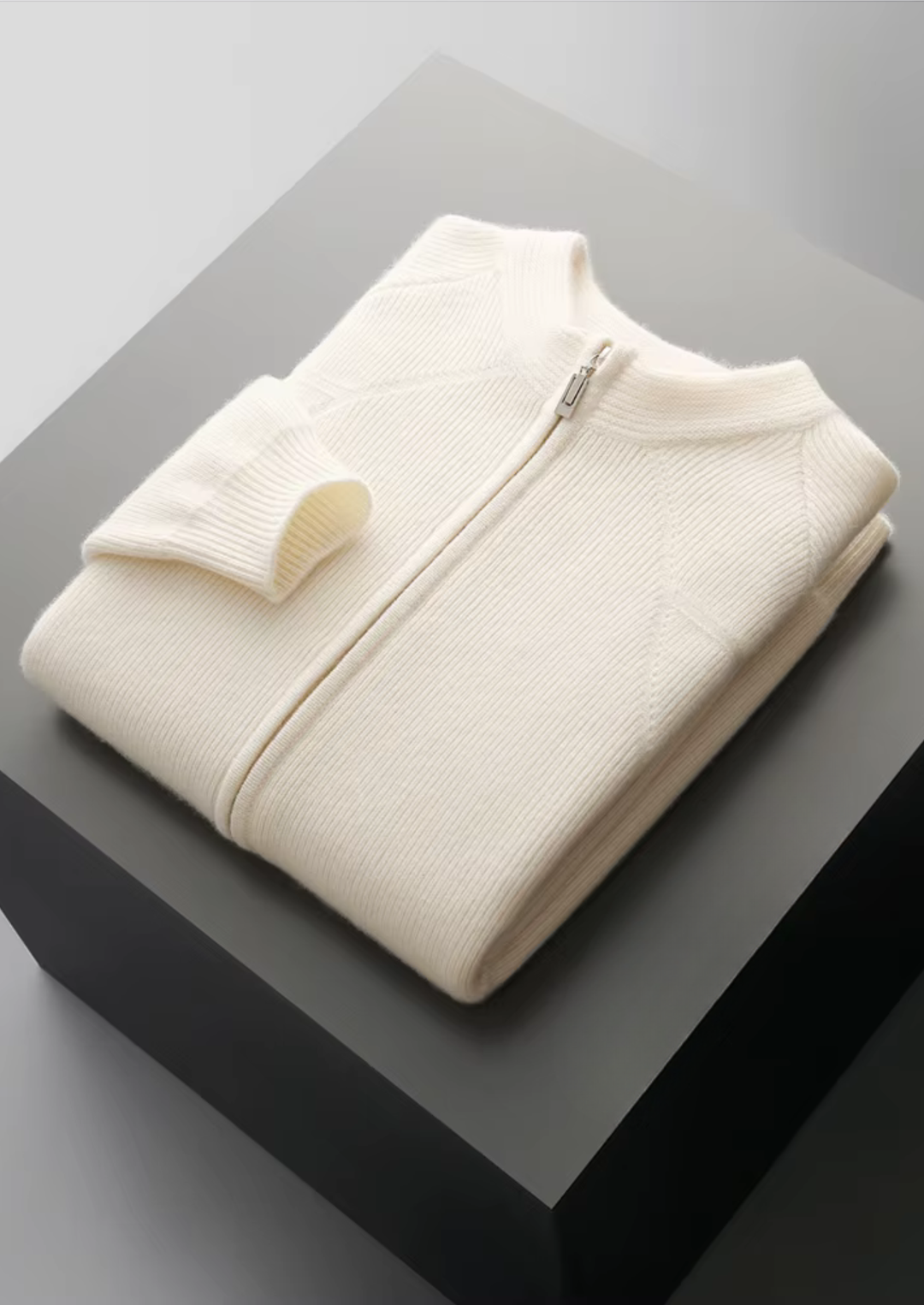 Ribbed Zip Cardigan beige image 1 #color_beige