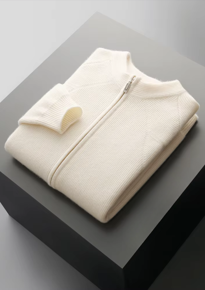 Ribbed Zip Cardigan beige image 1 #color_beige