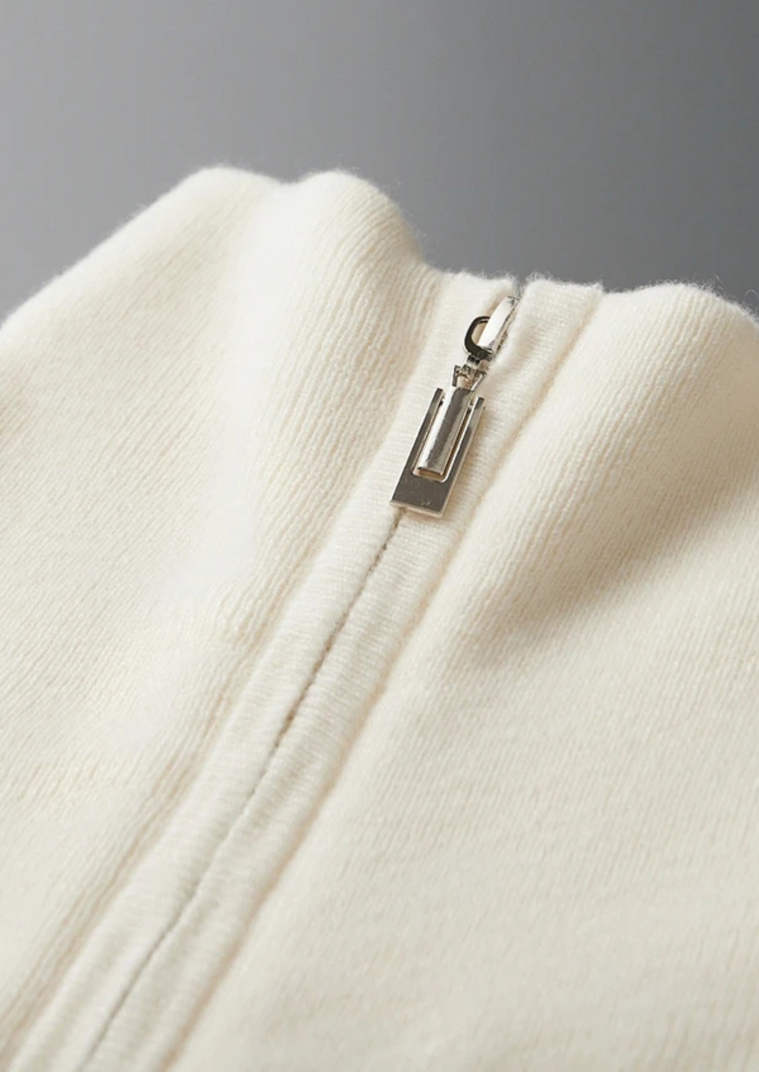 Cashmere Ribbed Half-Zip Sweater ivory image 3 #color_ivory