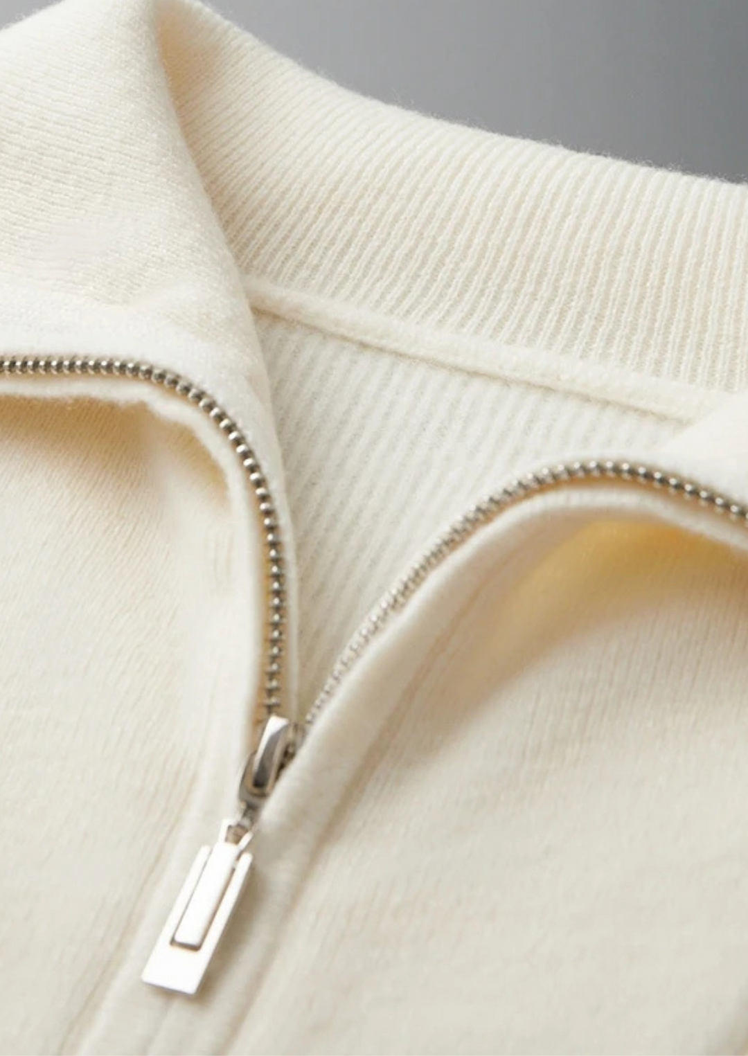 Cashmere Ribbed Half-Zip Sweater ivory image 4 #color_ivory