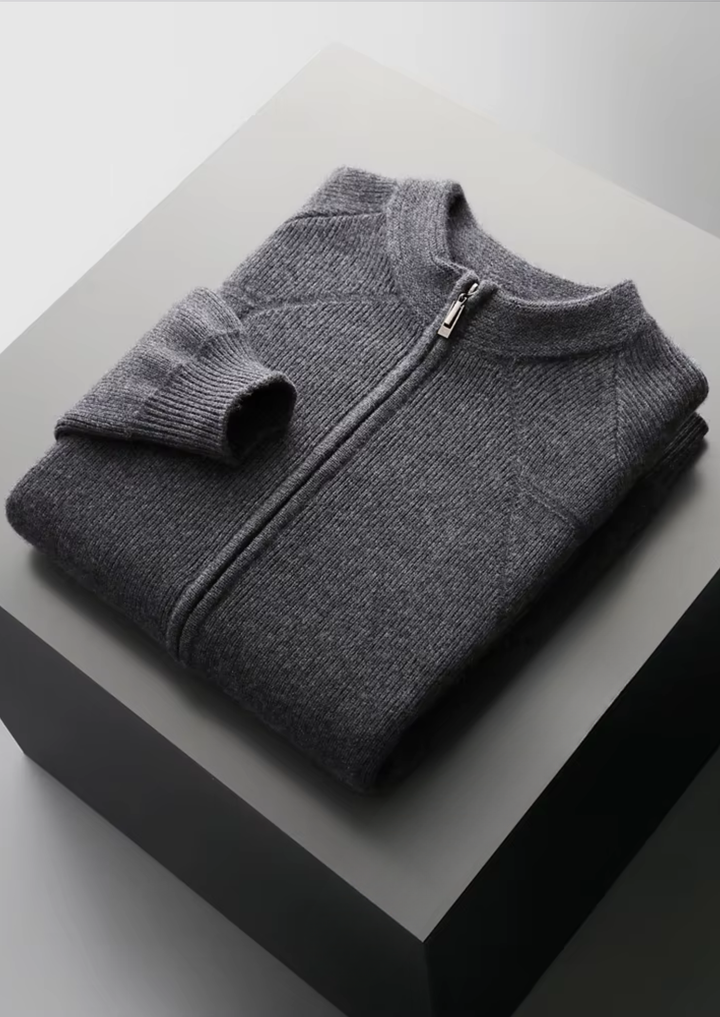 Ribbed Zip Cardigan dark gray image 1 #color_dark-gray