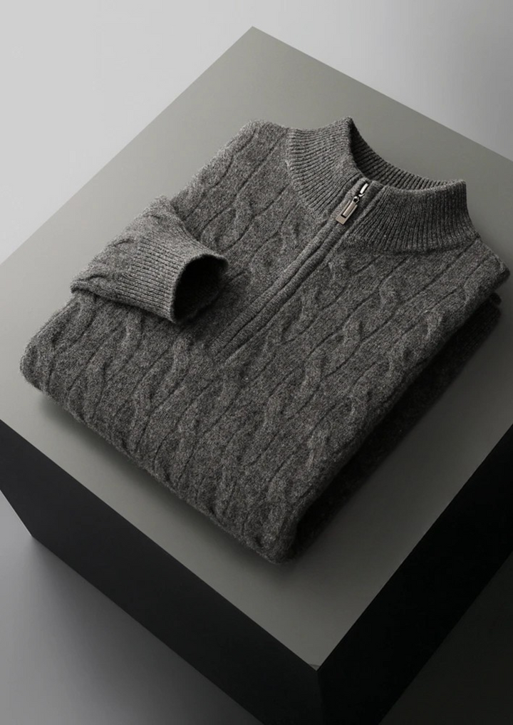 Pure Merino Cable Half-Zip dark gray image 1 #color_dark-gray