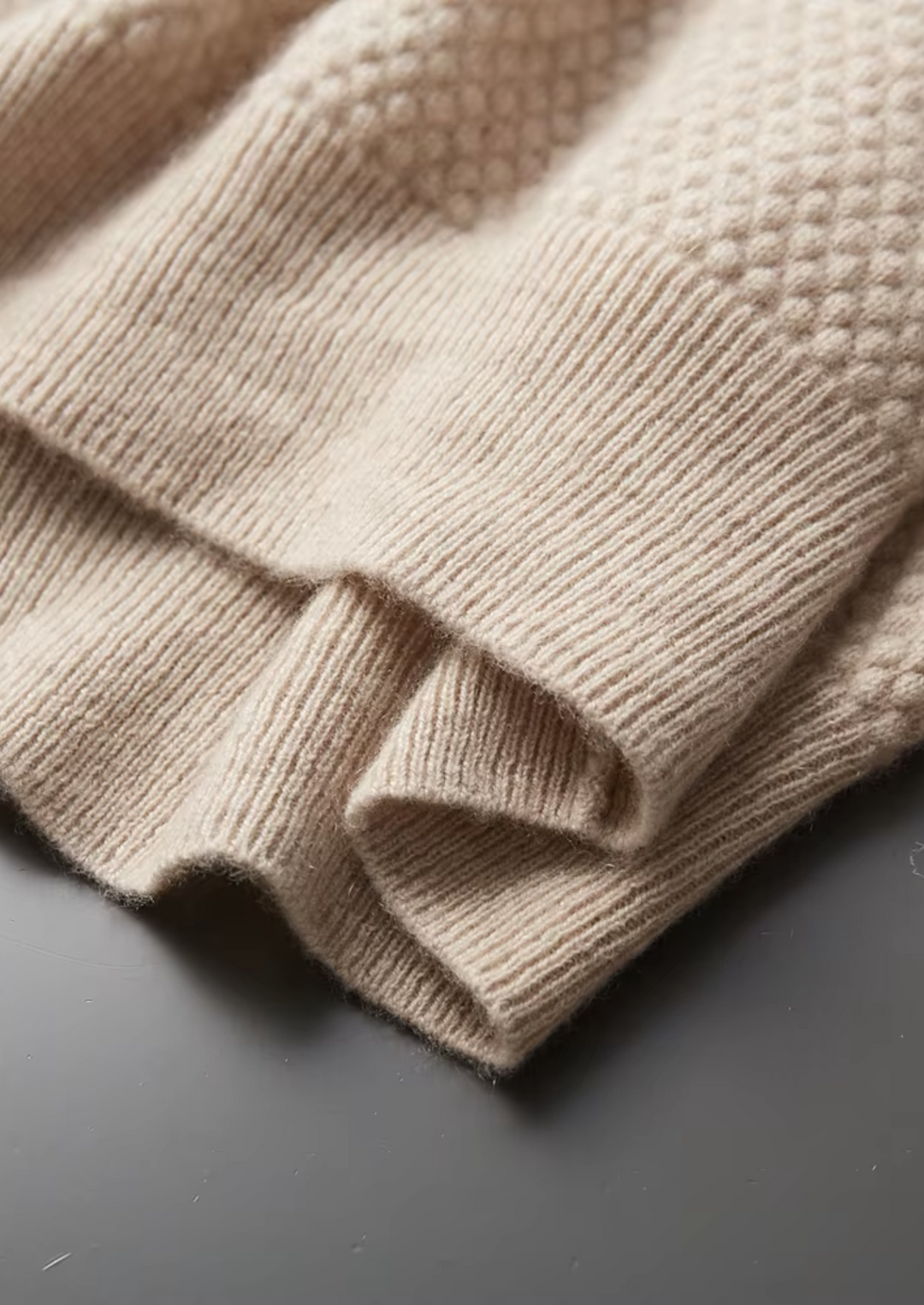 Cashmere Textured Sweater Polo sand image 6 #color_sand