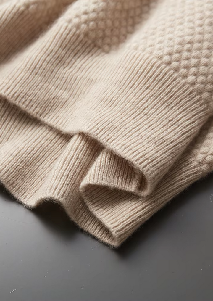 Cashmere Textured Sweater Polo sand image 6 #color_sand