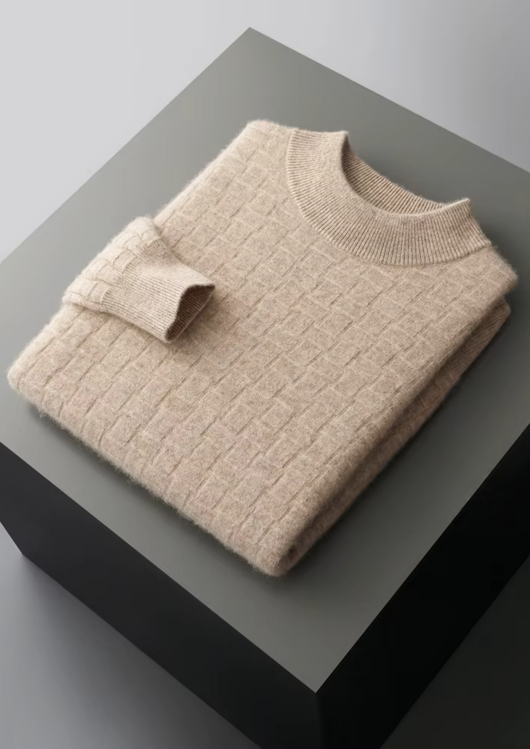 Pure Merino Textured Mockneck sand image 1 #color_sand