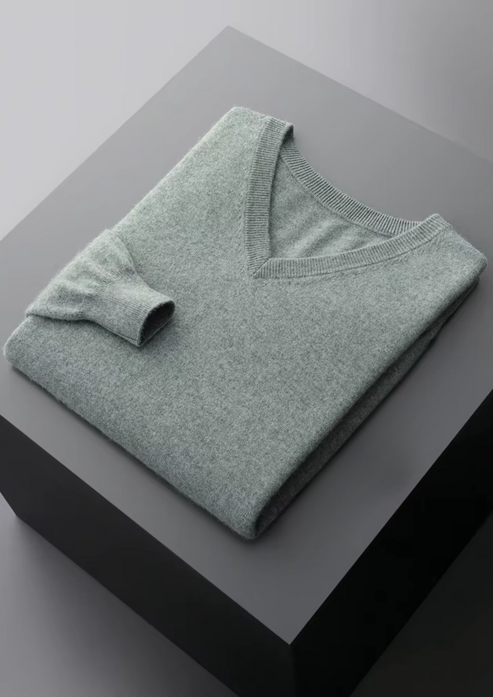 Pure Merino V-Neck Sweater verdant slate image 1 #color_verdant-slate