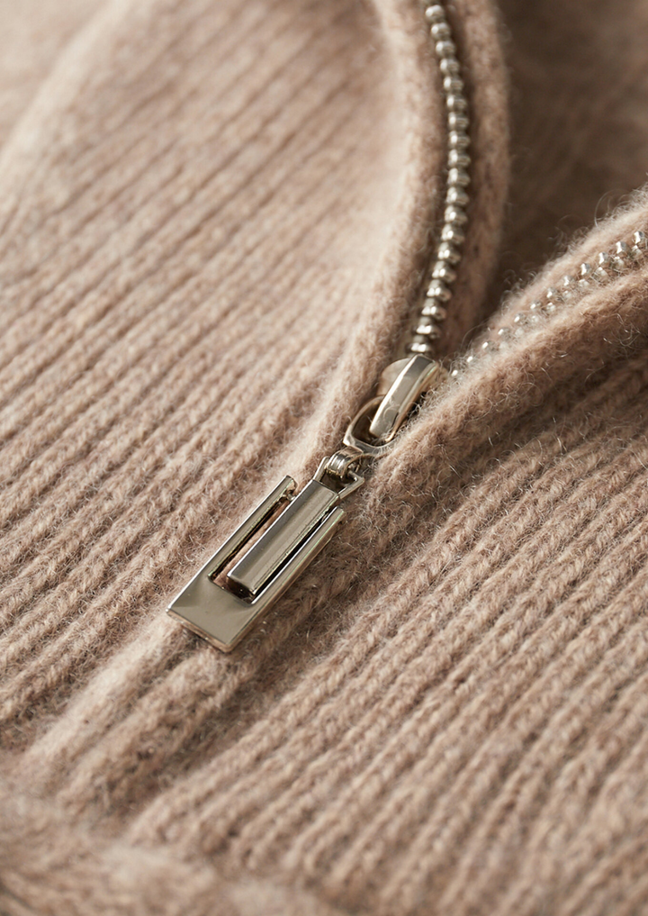 Pure Cashmere Cable Half Zip Sweater beige image 3 #color_beige