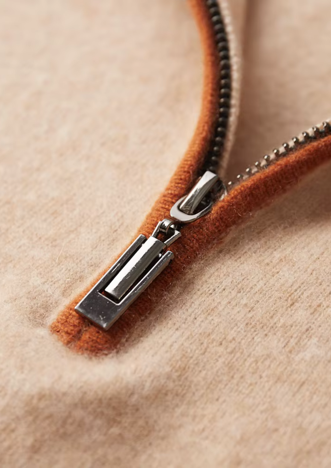 Cashmere Two-Tone Zip Polo sand image 3 #color_sand
