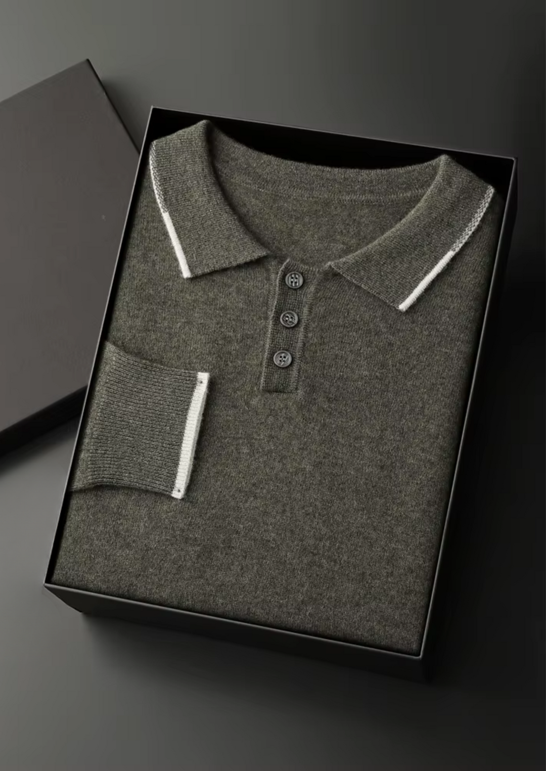 Cashmere Two-Tone Button Polo olive image 1 #color_olive