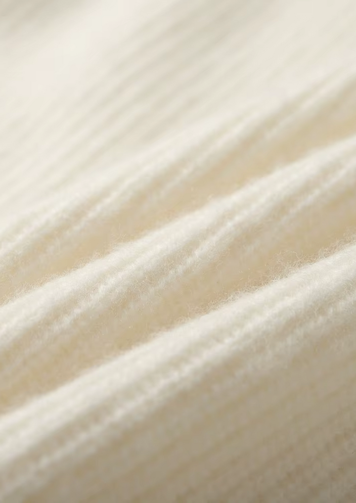 Cashmere Ribbed V-Neck Sweater ivory image 8 #color_ivory