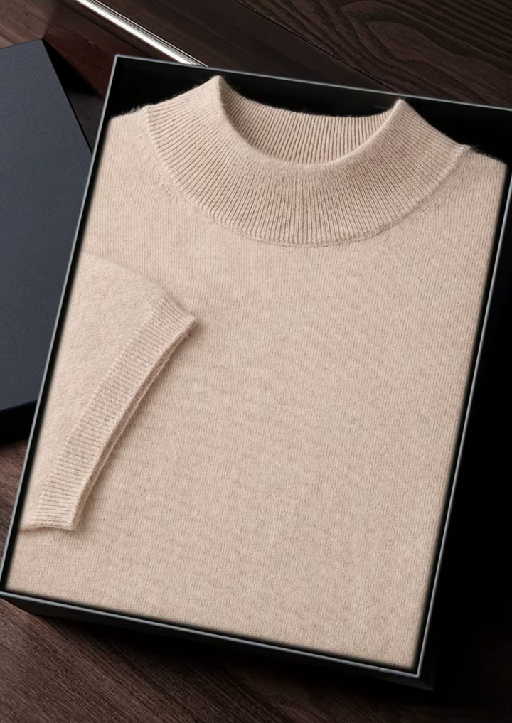 Cashmere Mock Neck T-Shirt ivory mocha image 1 #color_ivory-mocha