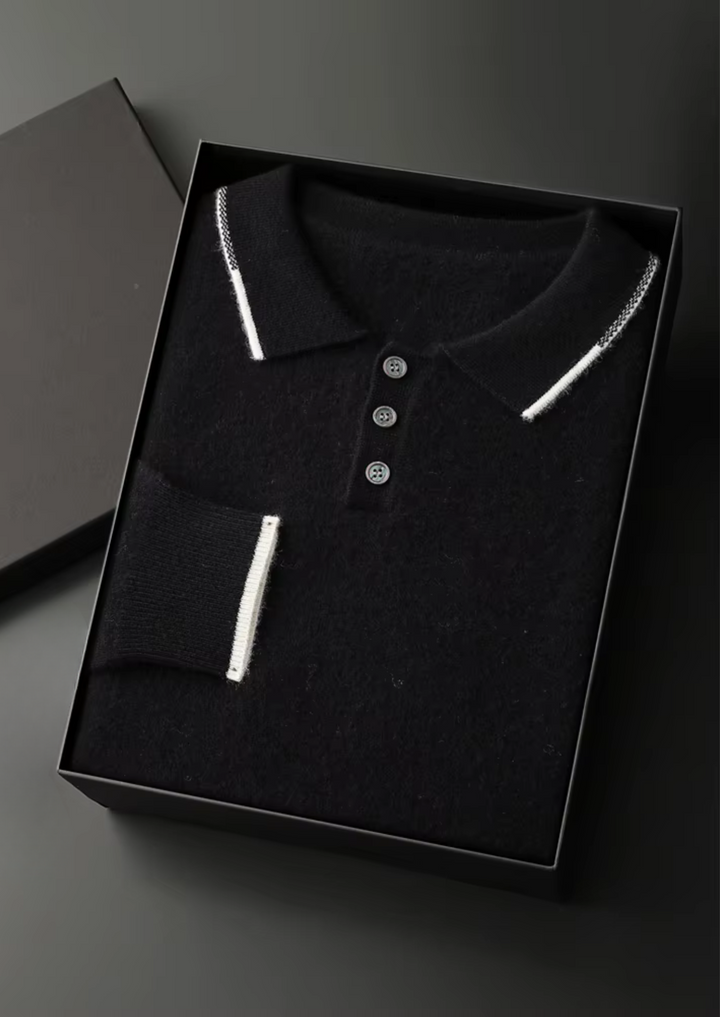 Cashmere Two-Tone Button Polo black image 1 #color_black
