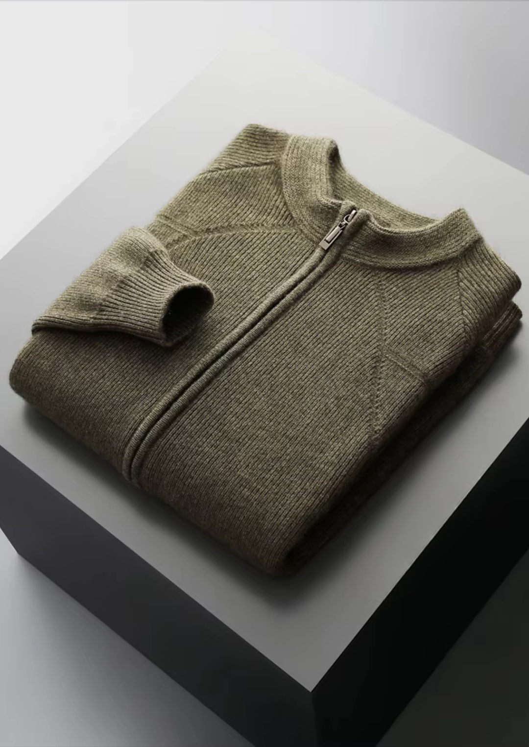 Ribbed Zip Cardigan olive image 1 #color_olive