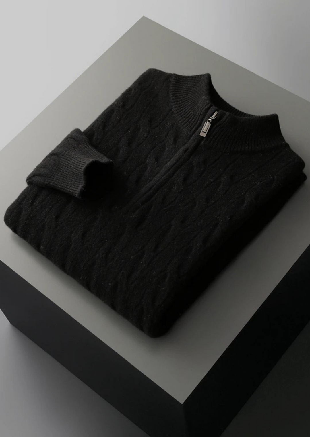 Pure Merino Cable Half-Zip black image 1 #color_black