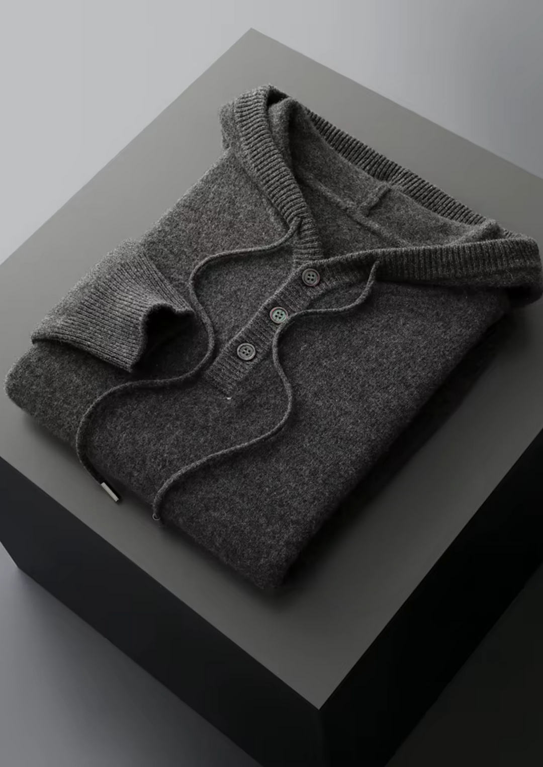 Pure Merino Button Hoodie dark gray image 1 #color_dark-gray