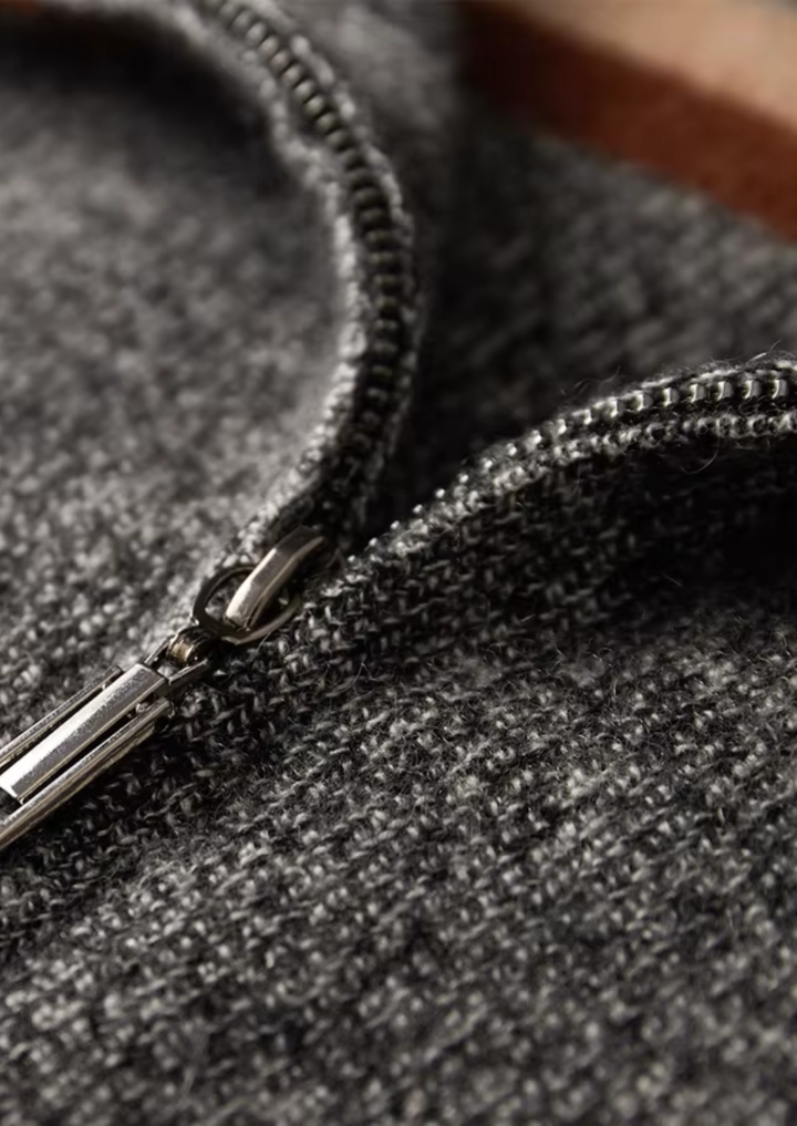 The Pure Cashmere Striped Zip Cardigan