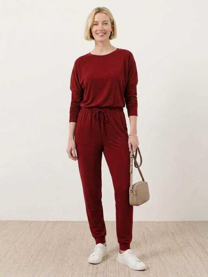 Cozy Chic Two-Piece Sweatsuit Set red image 1 
