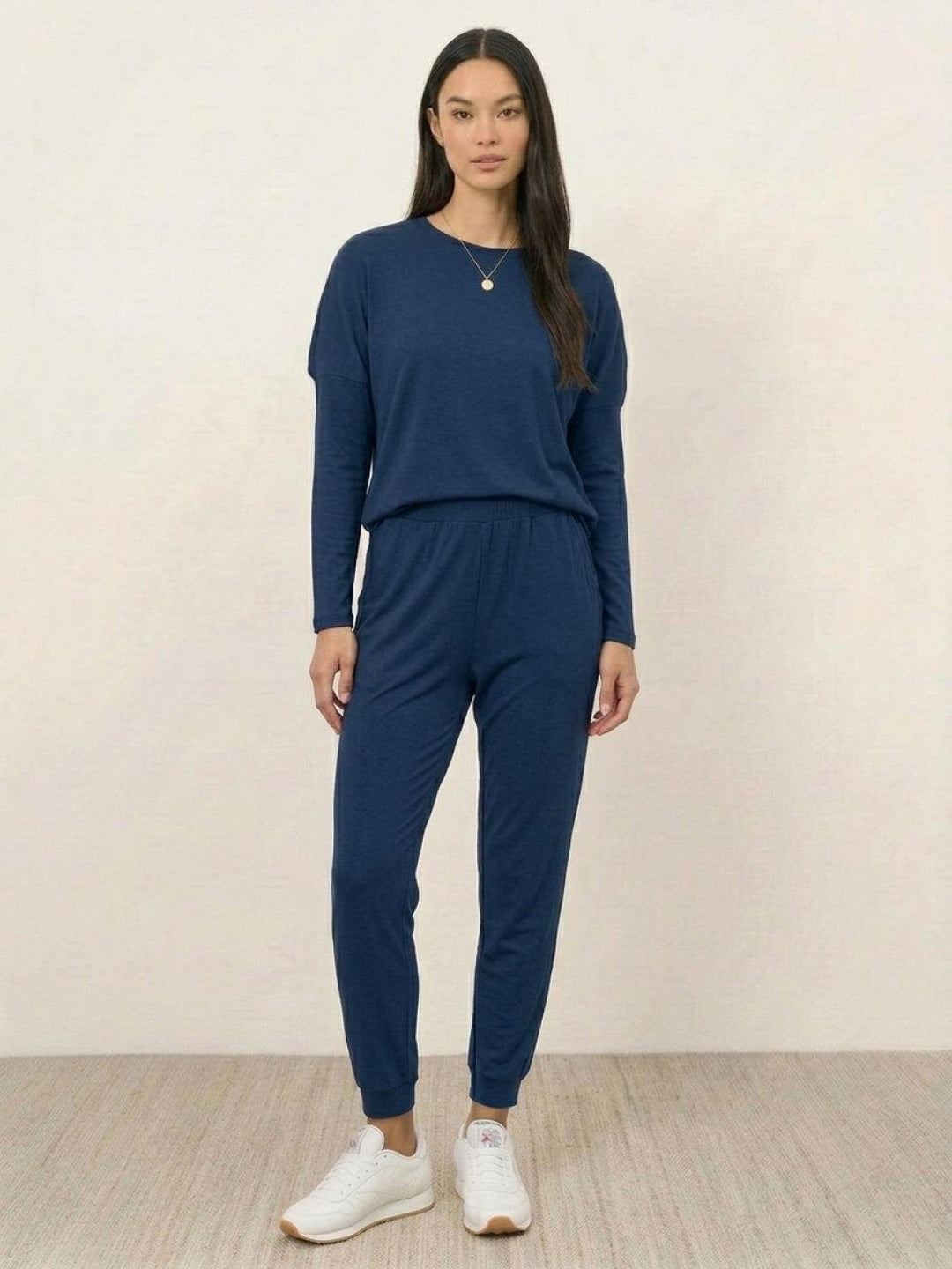 Cozy Chic Two-Piece Sweatsuit Set navy blue image 1 